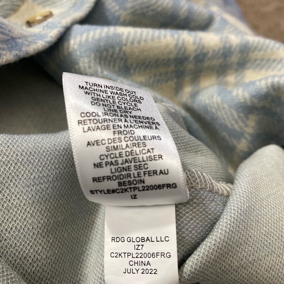 Casa Cabana women XL Sienna soft blue white plaid button flannel Shirt Pockets - Picture 11 of 11